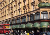 harrods with red london bus